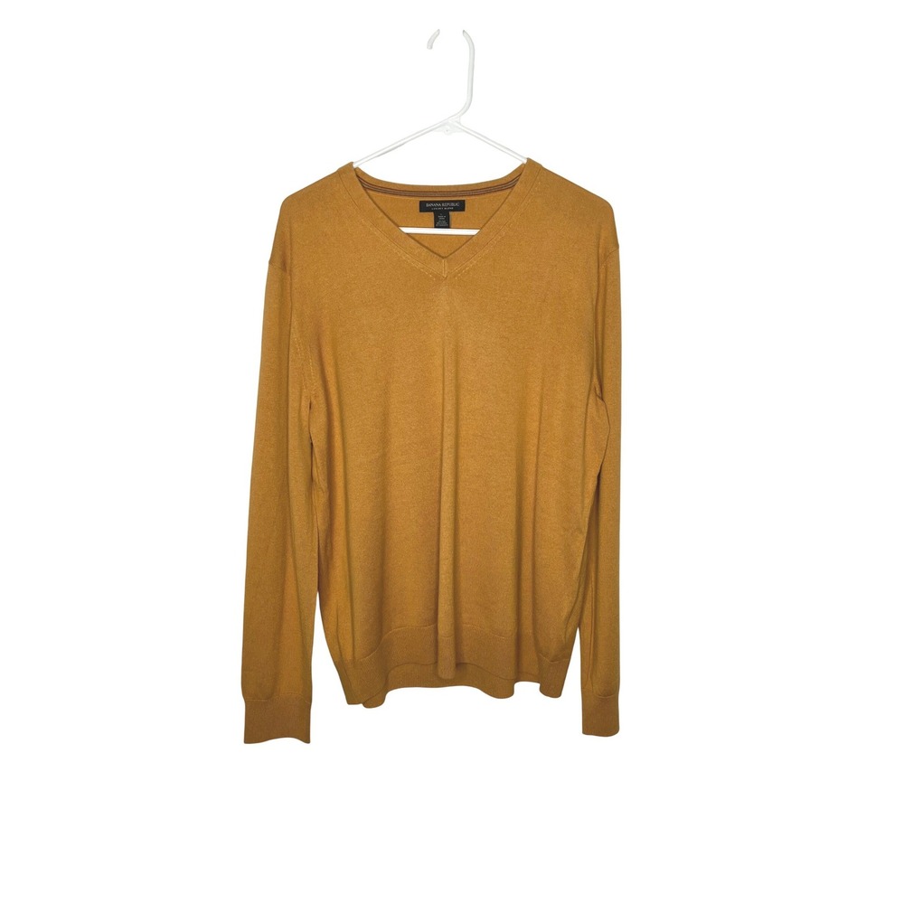 Banana Republic Cashmere Silk Blend V-neck Pullover‎ Sweater Men's Yellow Large